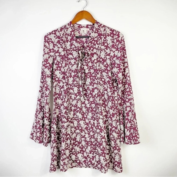 Gianni Bini Floral Boho Bell Sleeve Tunic Dress Size Small - Picture 2 of 7